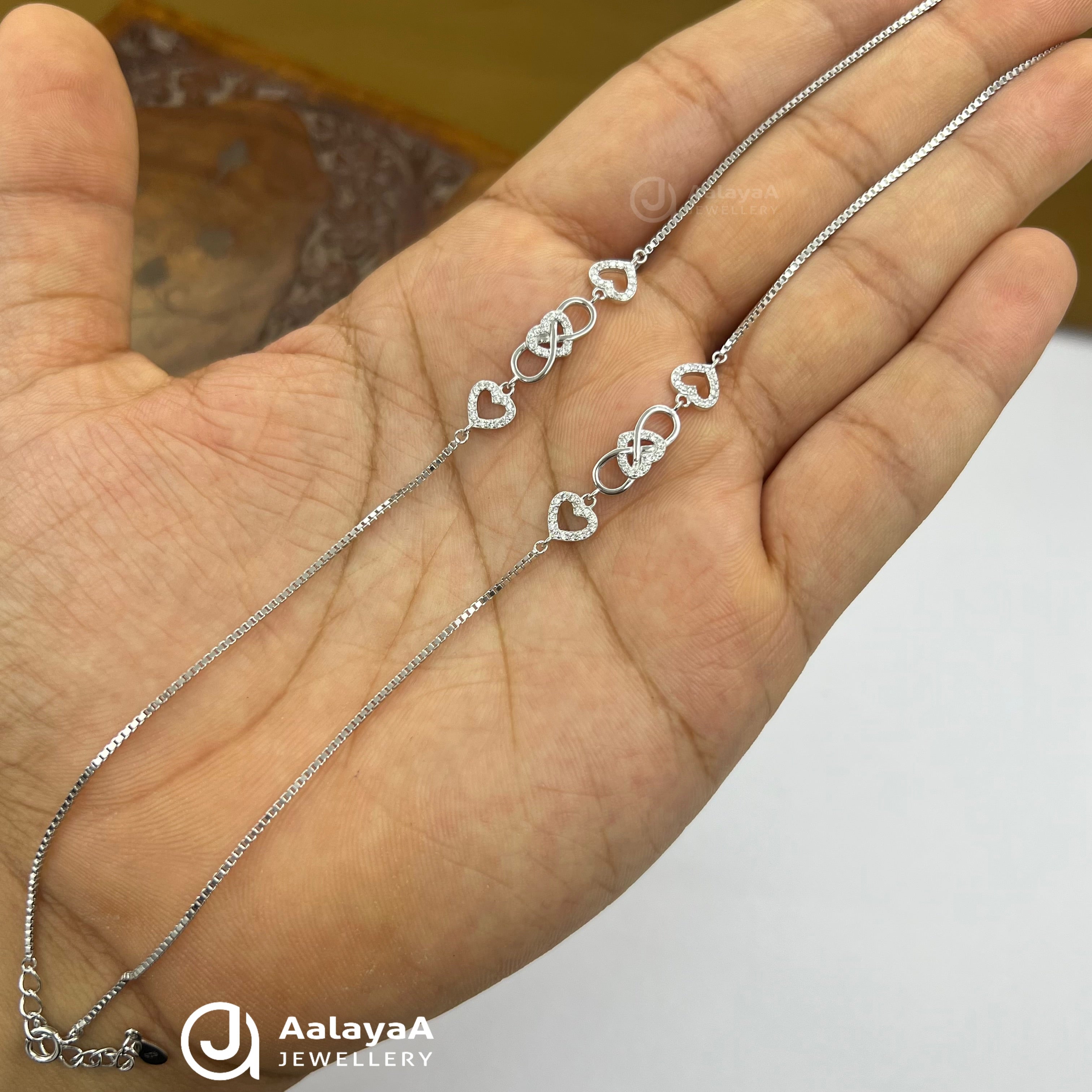 Silver Love Loop Anklet
