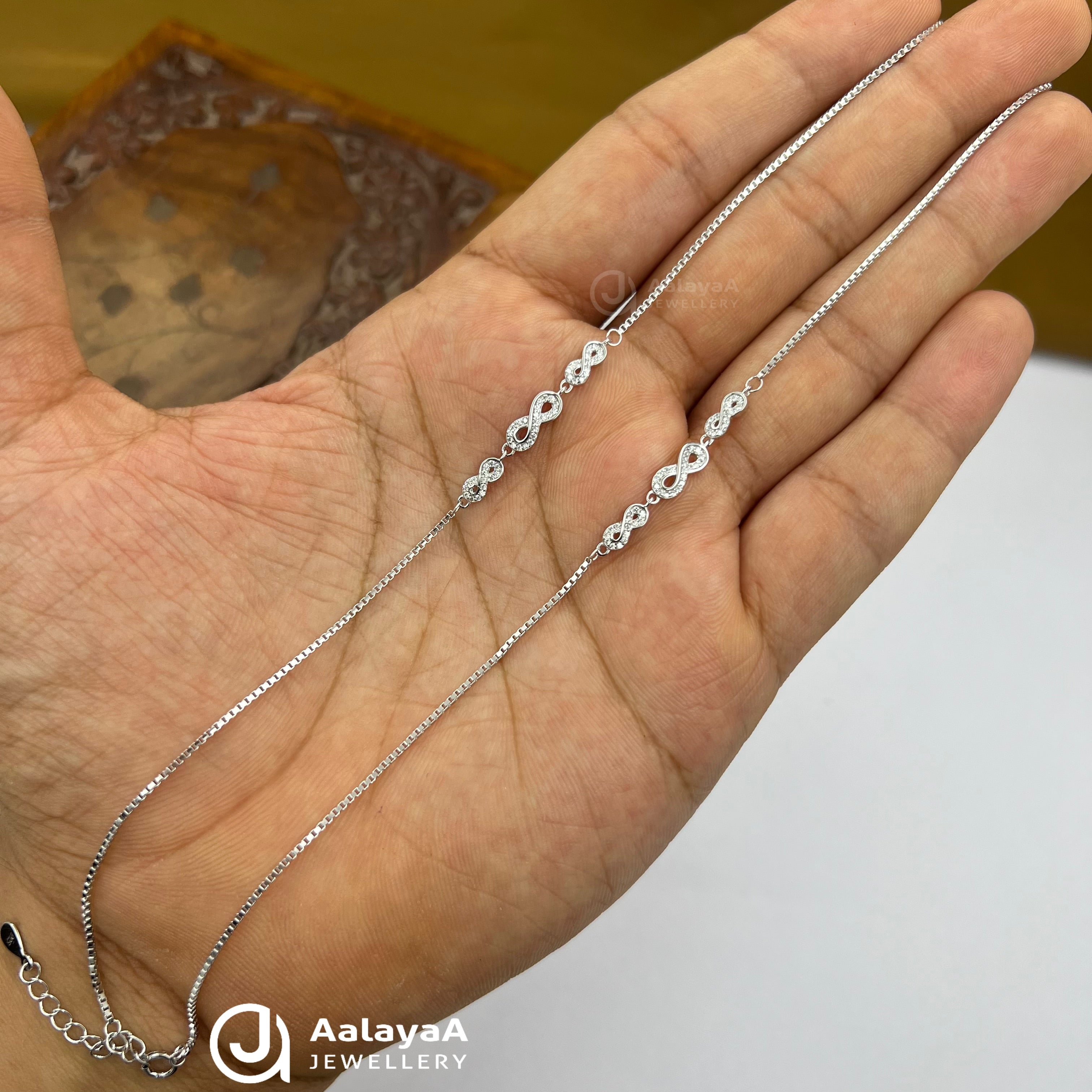Silver Endless Infinity Anklets