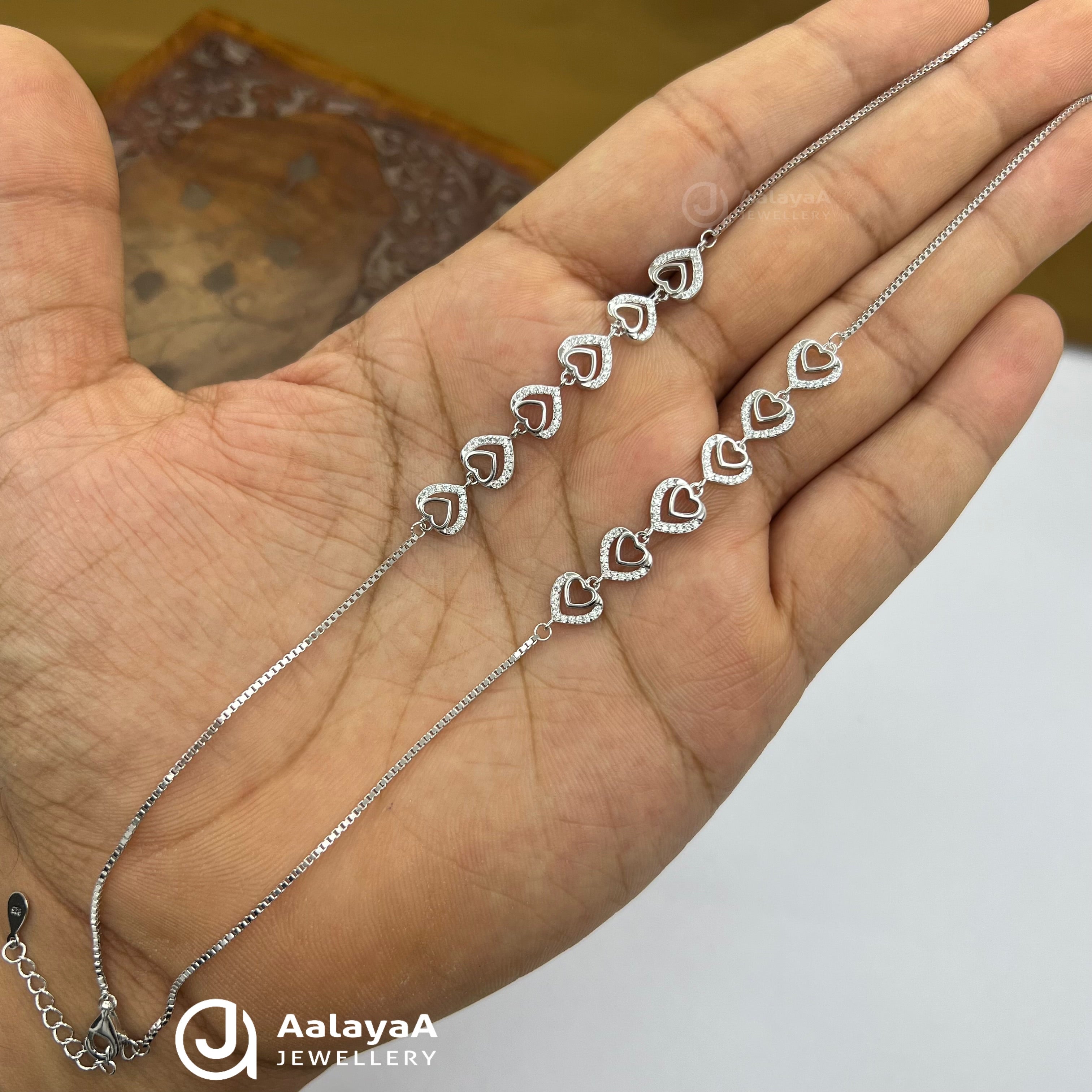 Silver Endless Heart Anklet
