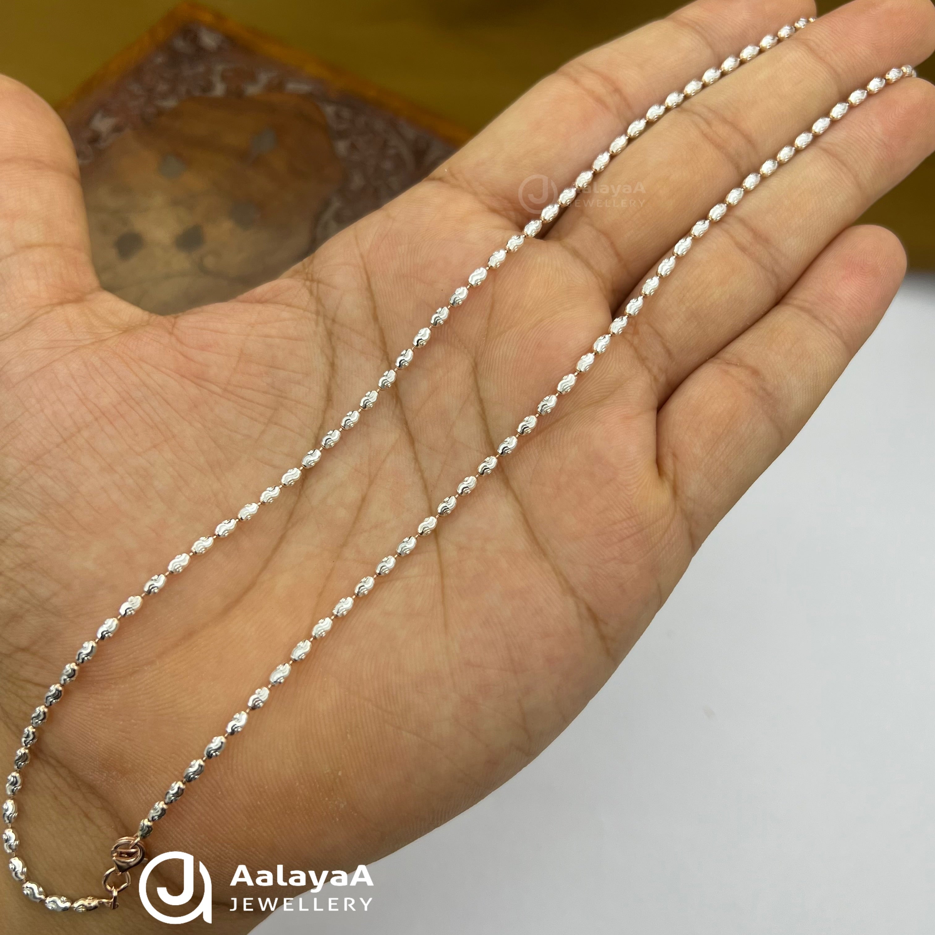 Silver RoseGold Luna Bead Anklet