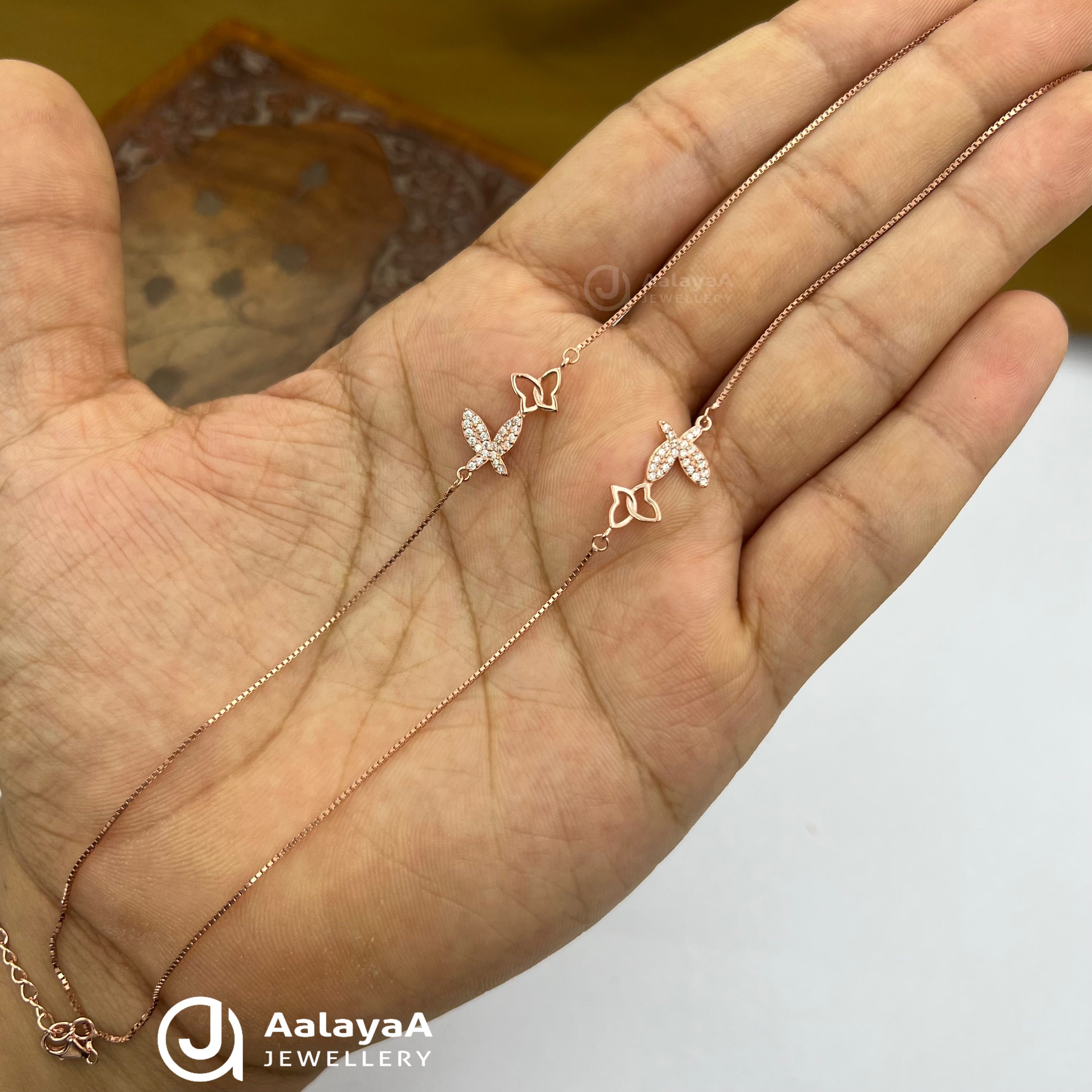 Silver RoseGold Twinning Flutter Anklet
