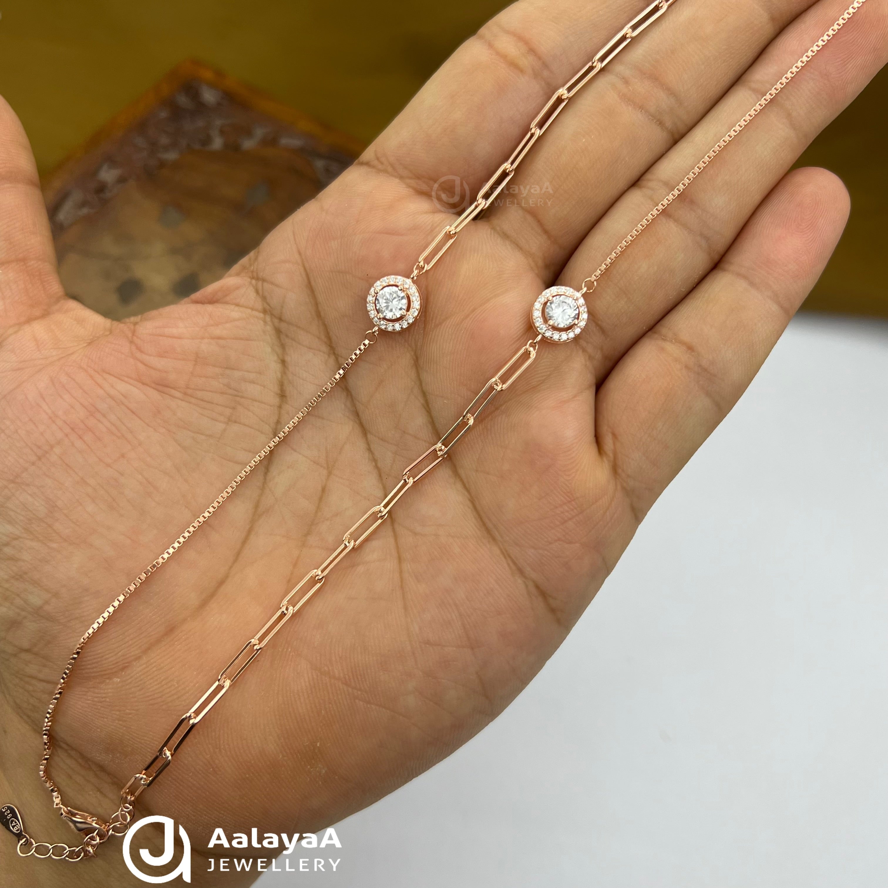 Silver RoseGold Aurora Halo Anklet