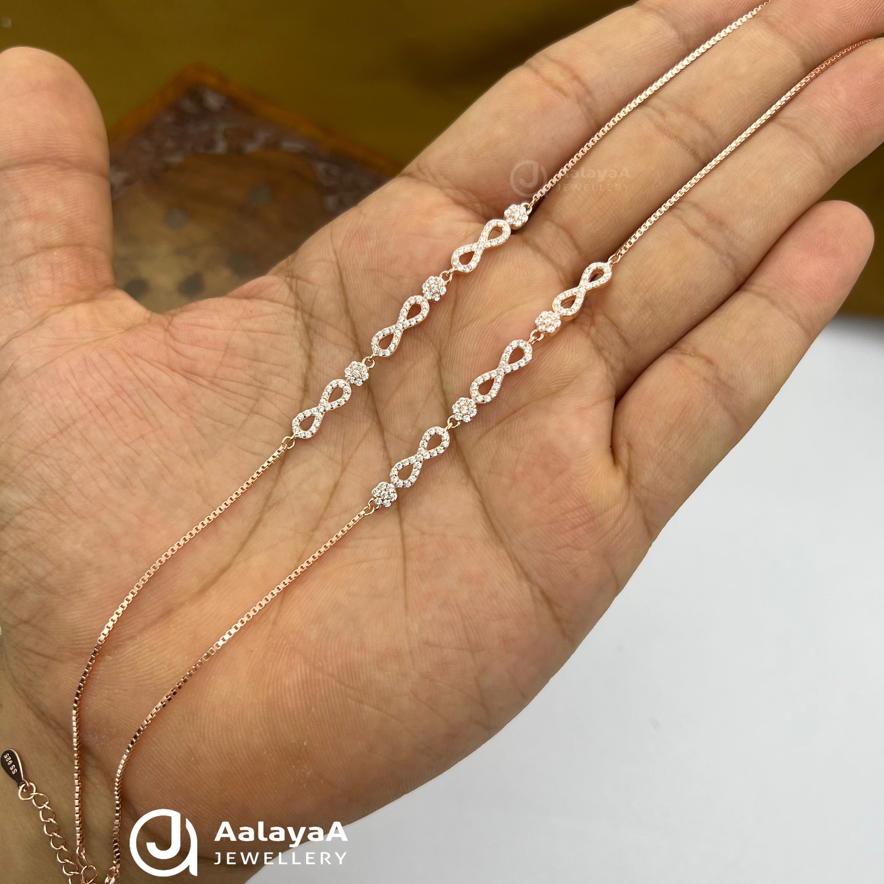 Silver RoseGold Endless Infinity Anklet