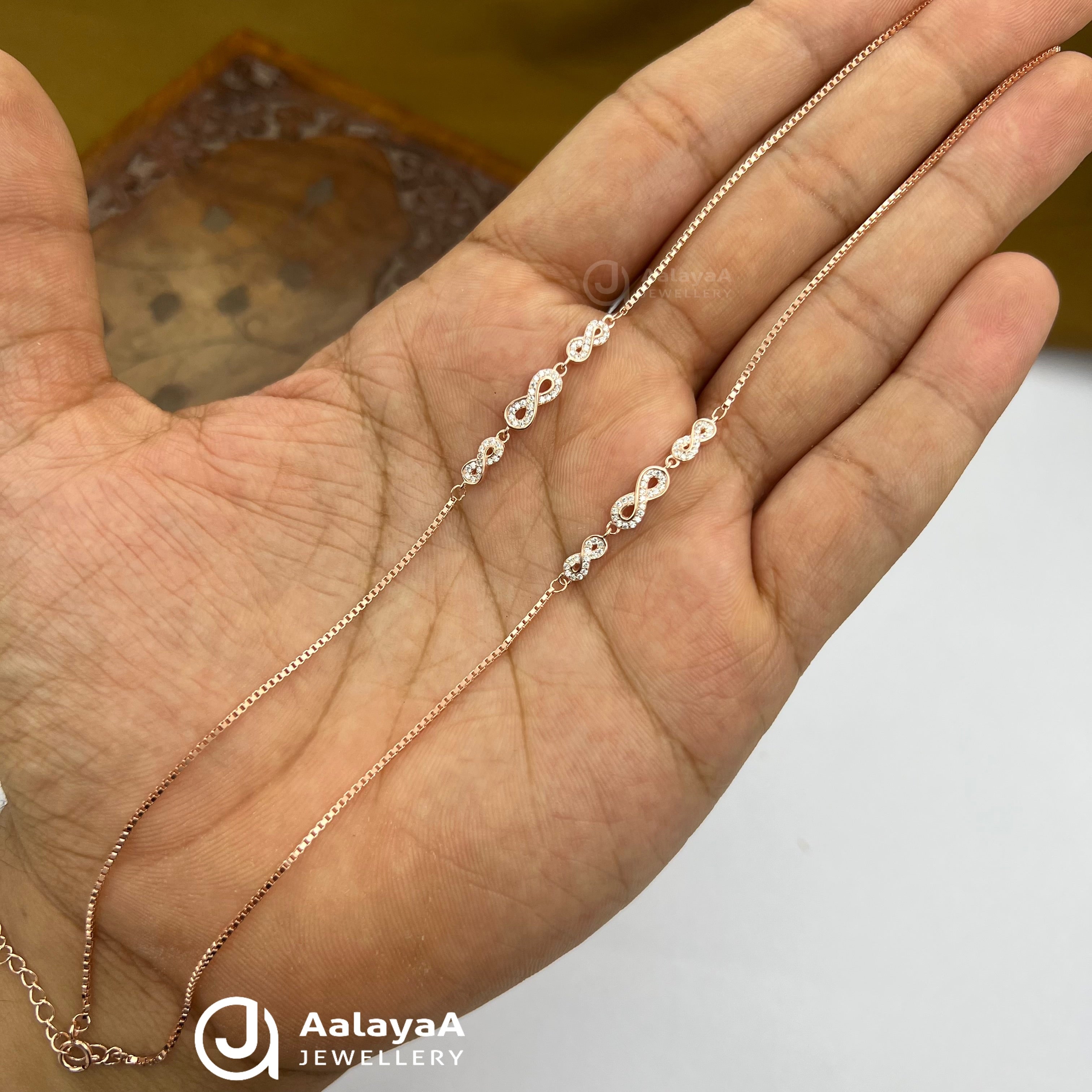 Silver RoseGold Forever Shine Anklet