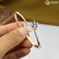 Silver Rose Gold Blossom Wings Kada