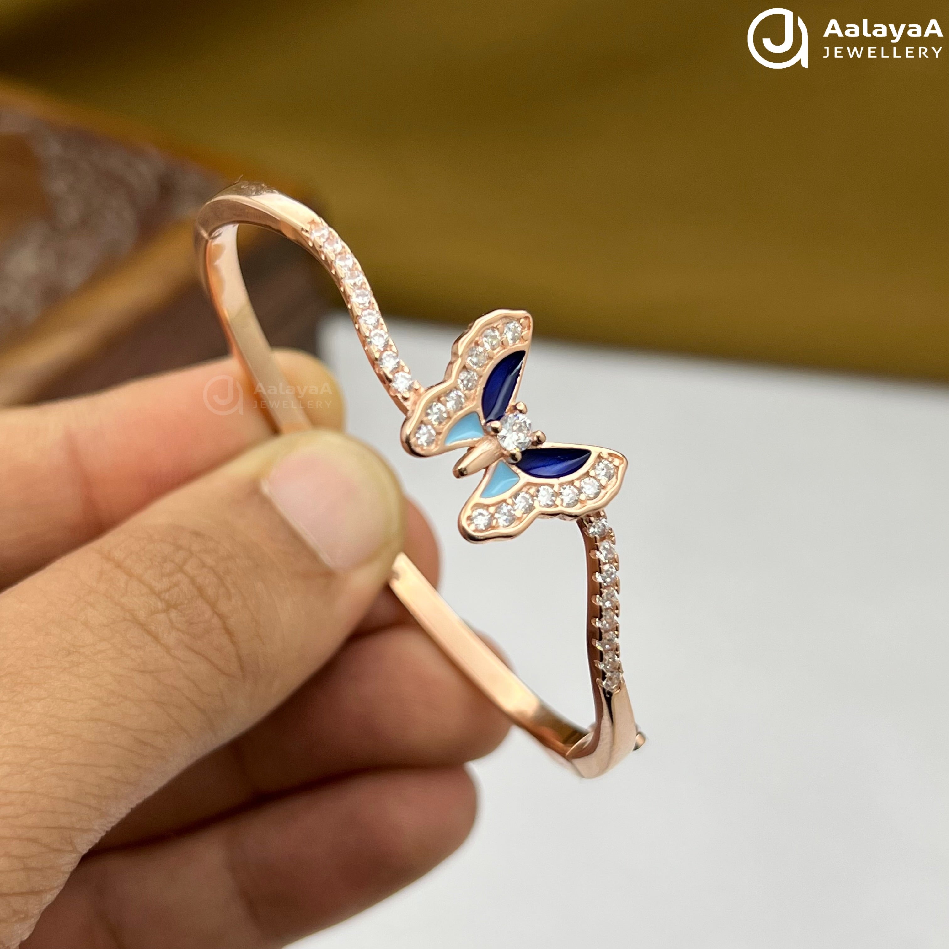 Silver Rose Gold Celestial Butterfly Kada