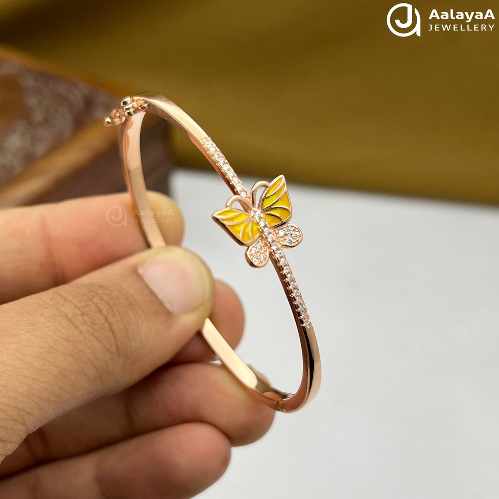 Silver Rose Gold Sunbeam Butterfly Kada