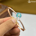 Silver Rose Gold Blue Aura Flower Kada