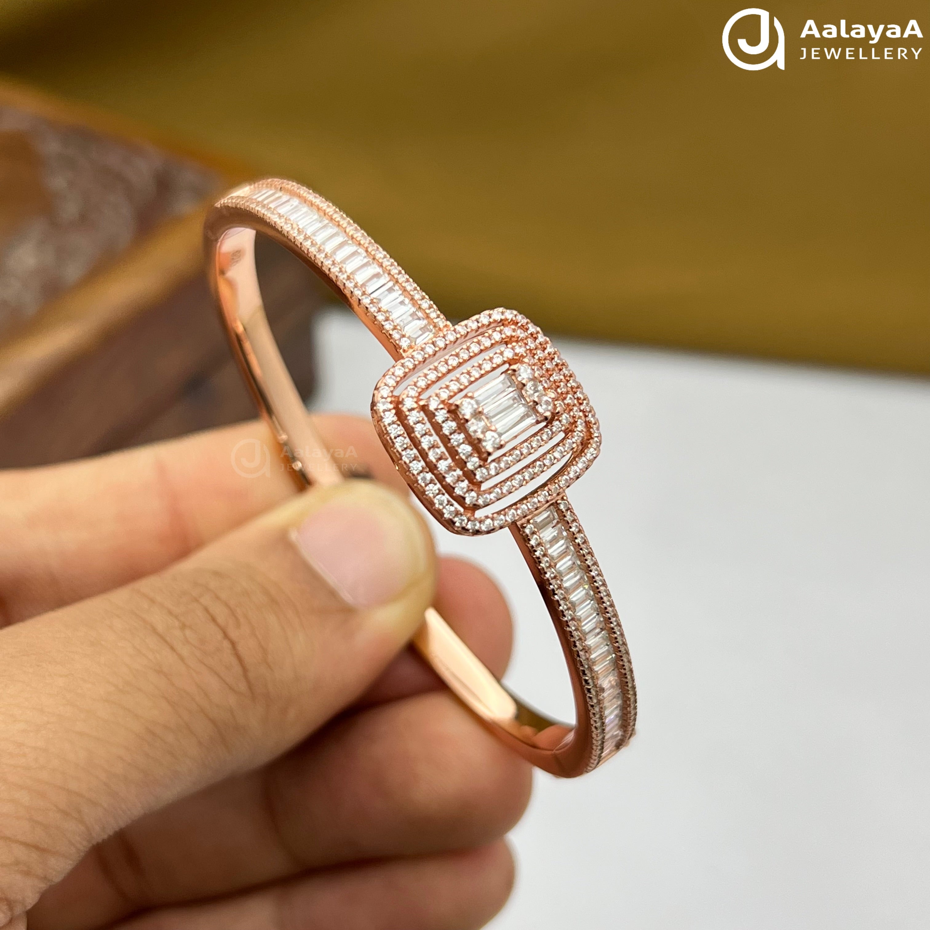 Silver Rose Gold Diamond Majesty Kada