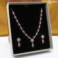 Silver Rose Gold Teardrop Floral Necklace Set