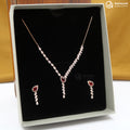 Silver RoseGold Ruby Royale Necklace Set
