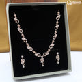Silver Rose Gold Twinkle Leaf Necklace Set