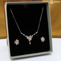 Silver Rose Gold Leaf Bloom Necklace Set