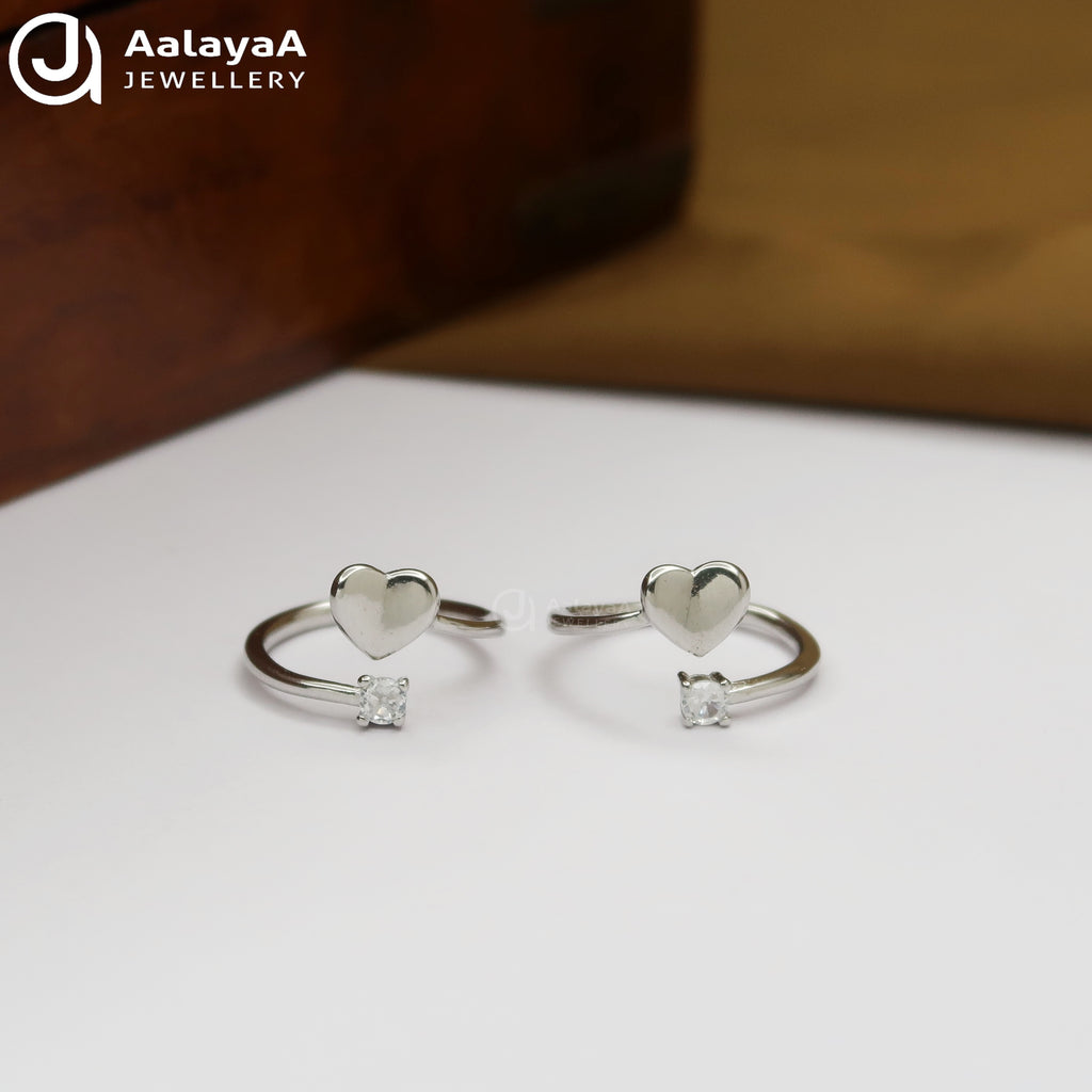Silver Heart Halo Toe Ring