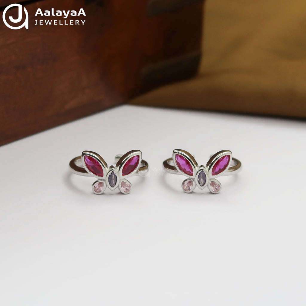 Silver Flutter Blush Toe Ring