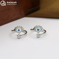 Silver Blue Eye Charm Toe Ring