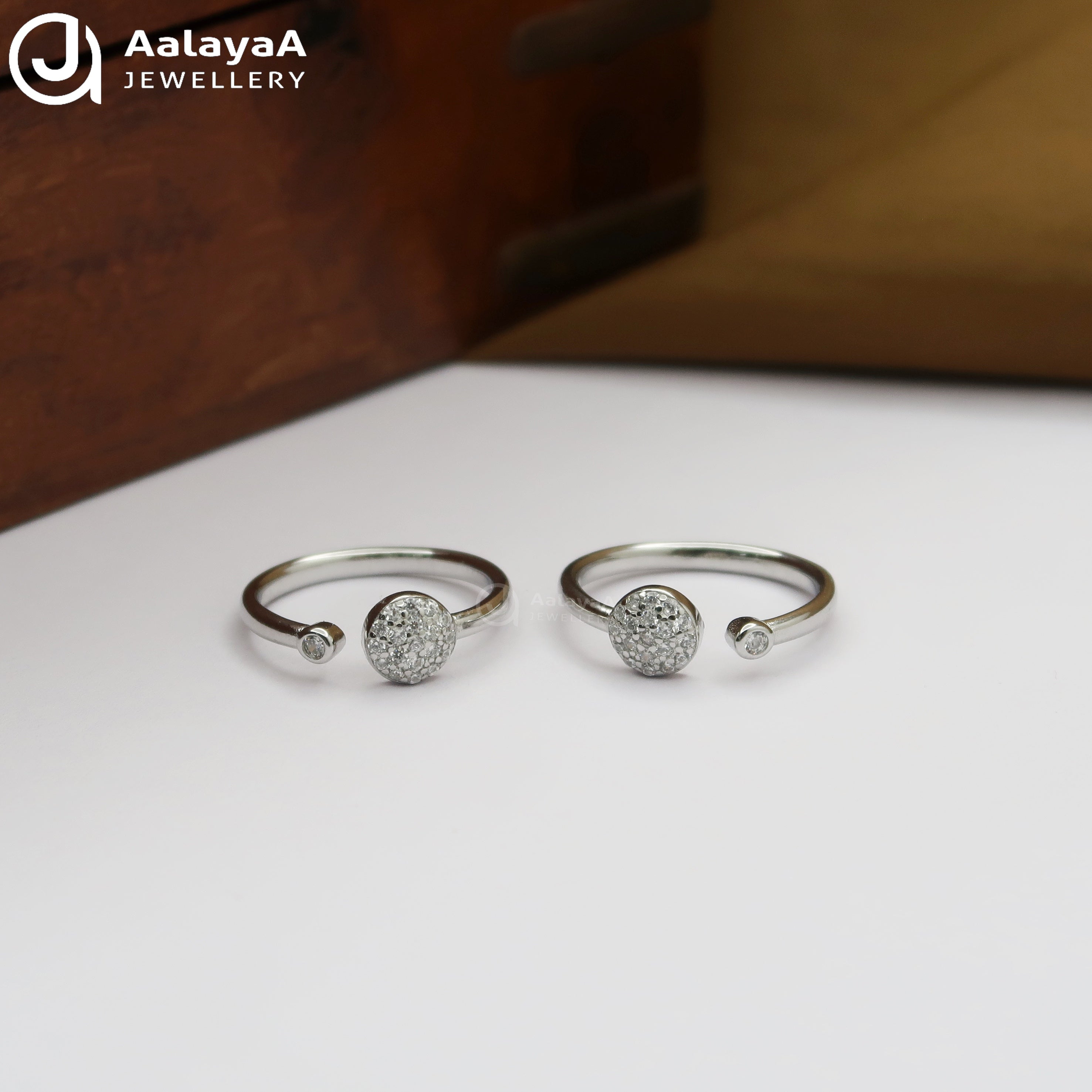 Silver Crystal Halo Toe Ring