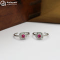 Silver Ruby Bloom Toe Ring