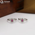 Silver Ruby Lilly Toe Ring