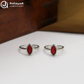 Silver Ovel Ruby Toe Ring