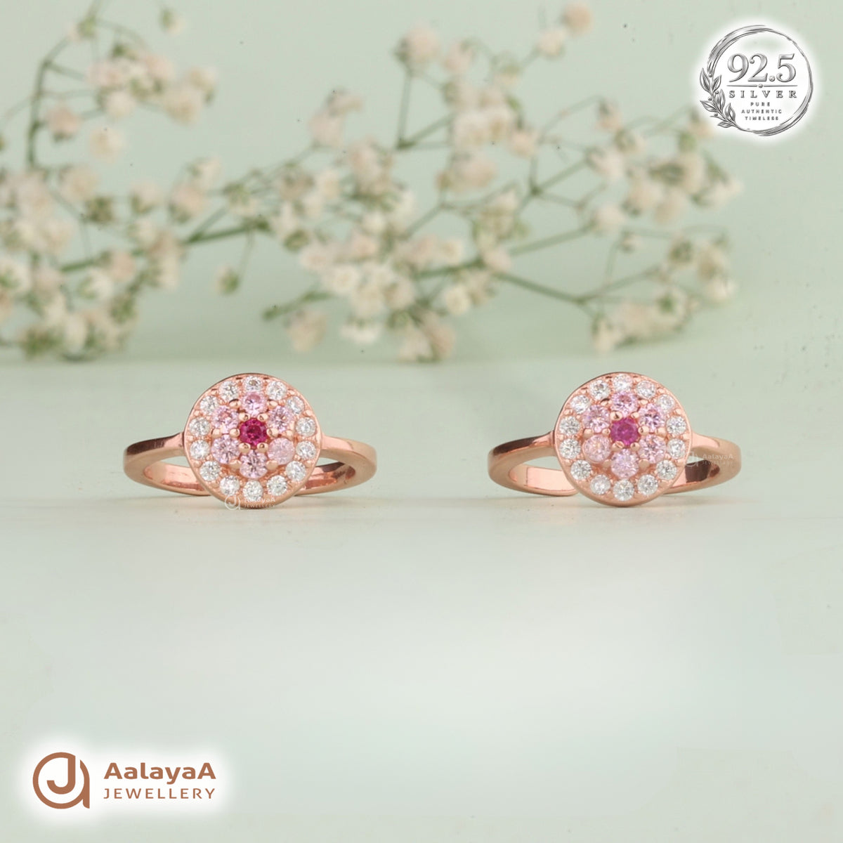 Silver Rosegold Pink Radiance Toe Ring