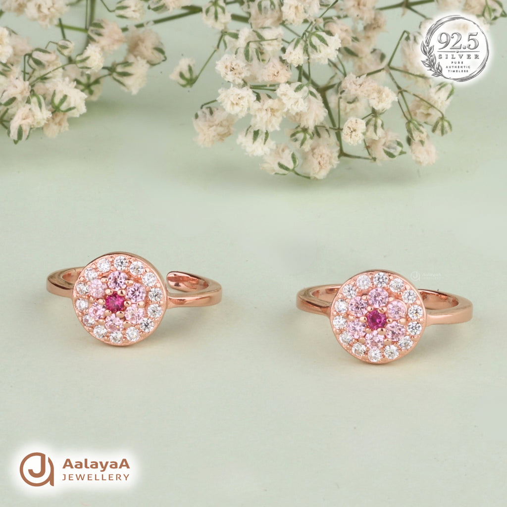 Silver Rosegold Pink Radiance Toe Ring