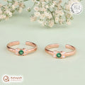 Silver Rosegold Emerald Halo Toe Ring