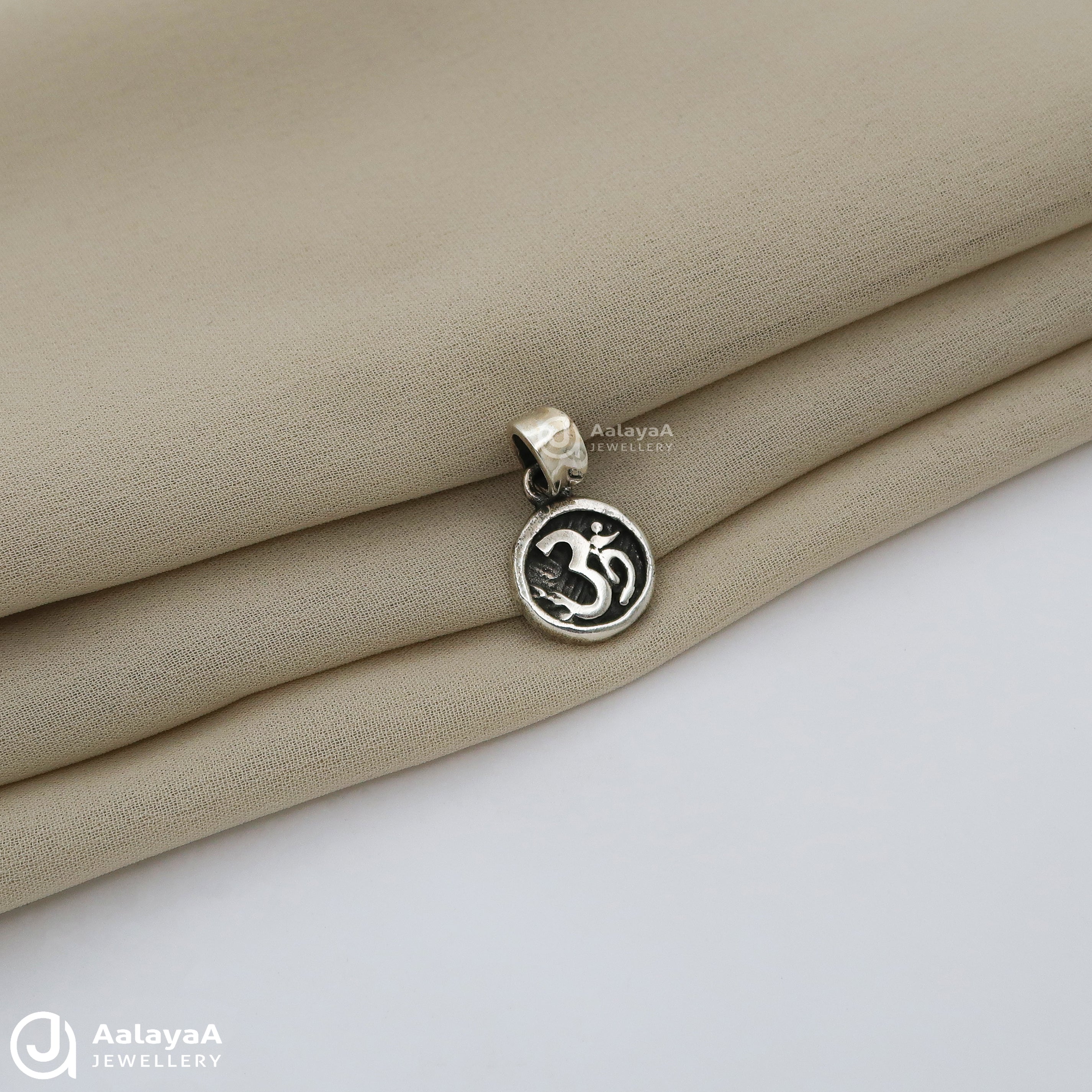 Oxidised Silver Circular Ohm Pendant