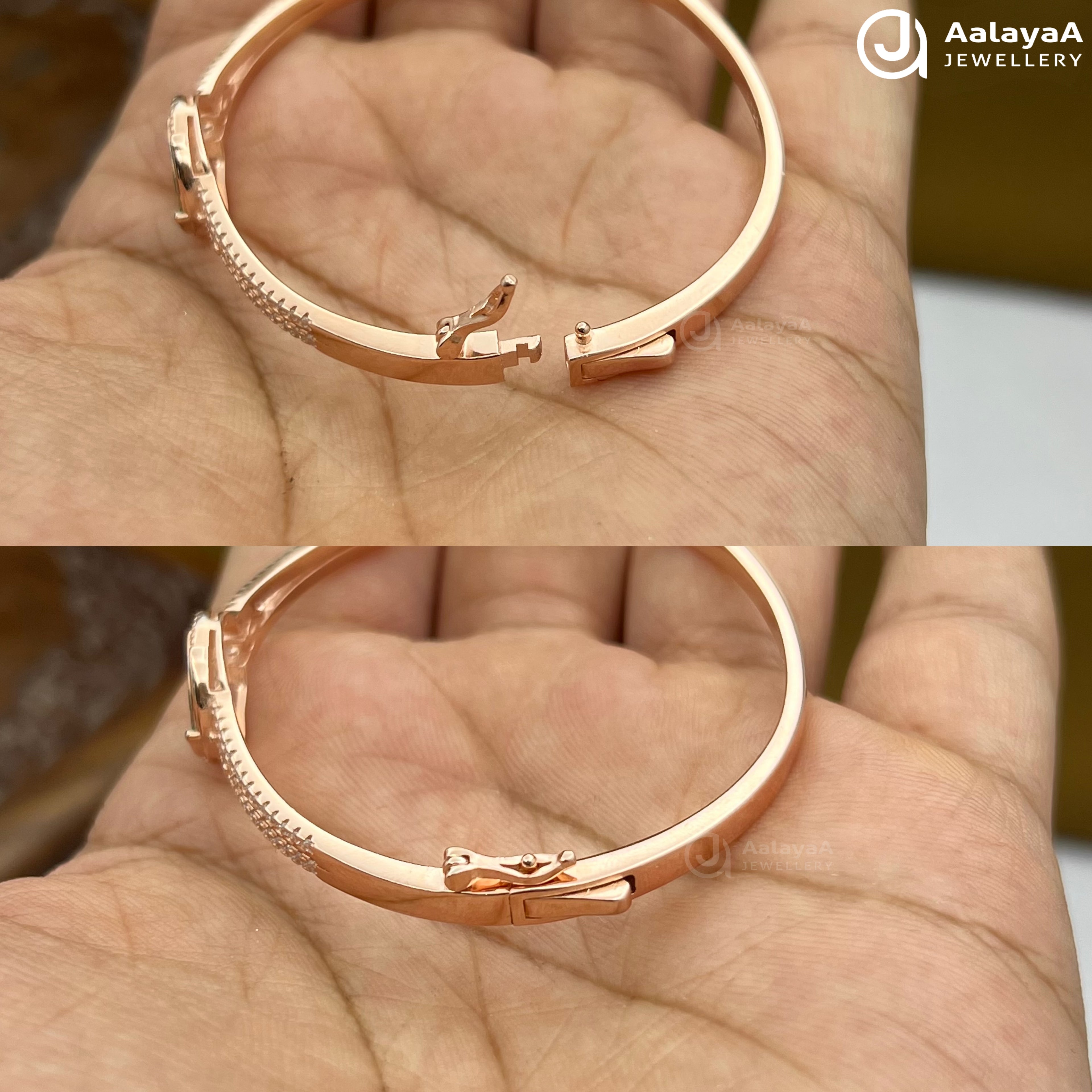 Silver Rose Gold Love Bloom Golden Kada
