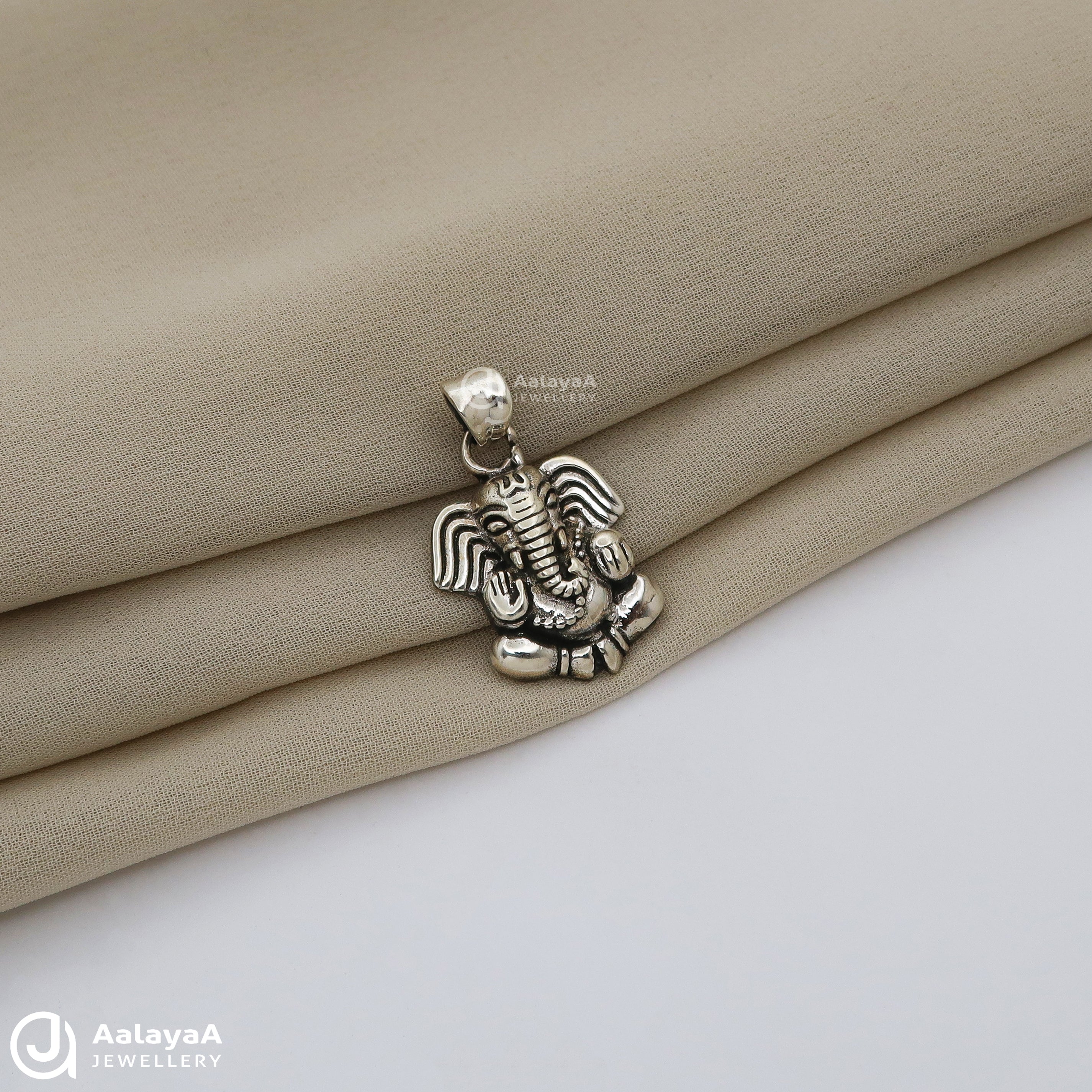 Oxidised Silver Elephant Ganesha Pendant